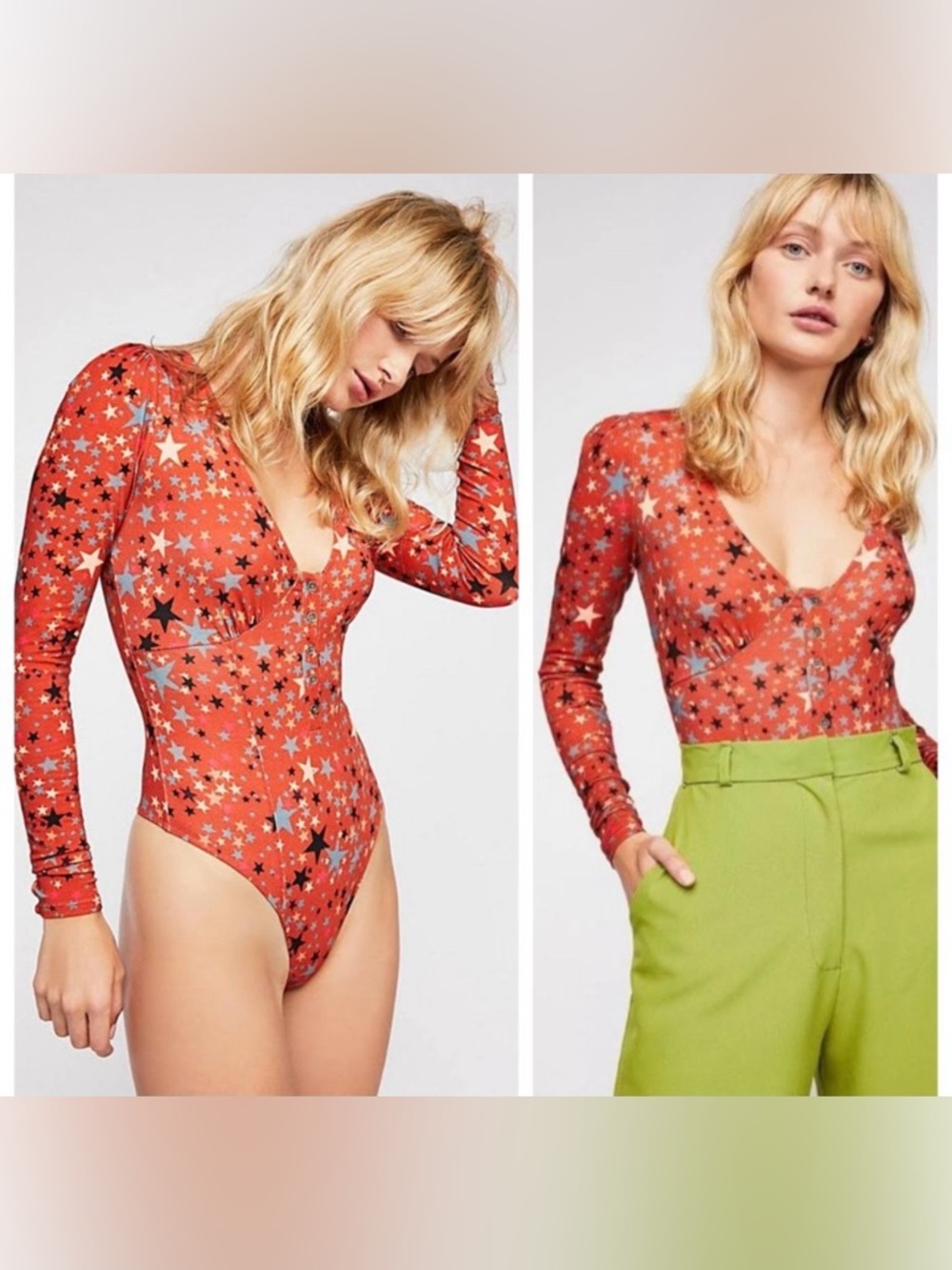 FREE PEOPLE Girls Like Us Red Star Bodysuit - Picture 4 of 10